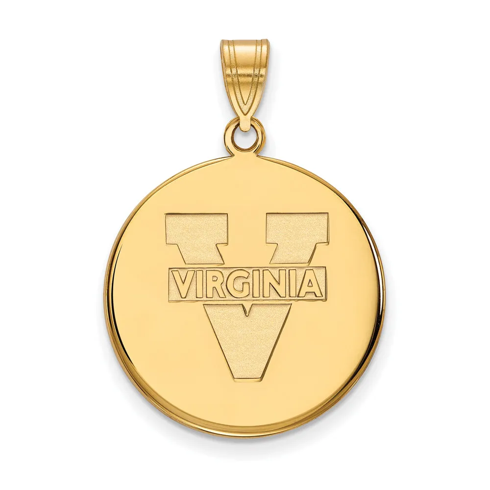 14k Yellow Gold U. of Virginia Large 'V' Logo Disc Pendant