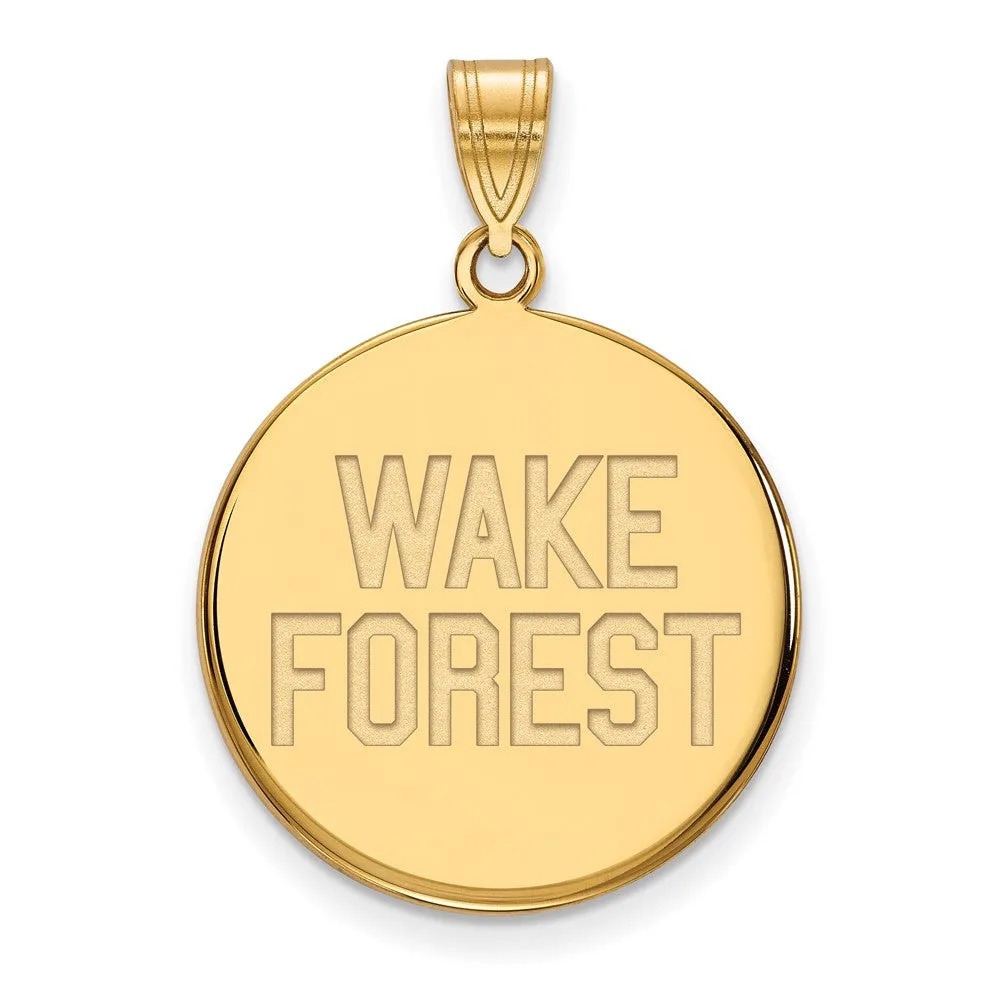 14k Yellow Gold Wake Forest U. Large Logo Disc Pendant