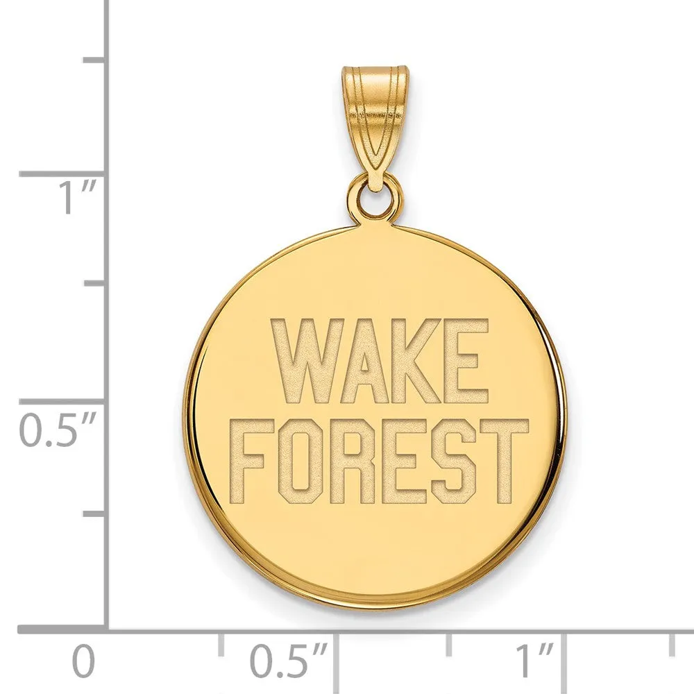 14k Yellow Gold Wake Forest U. Large Logo Disc Pendant