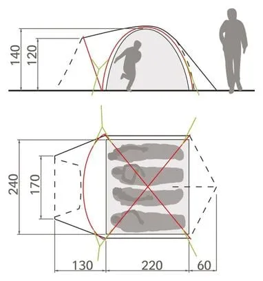 4 person tent Vaude Campo Grande XT 4 Green Orange