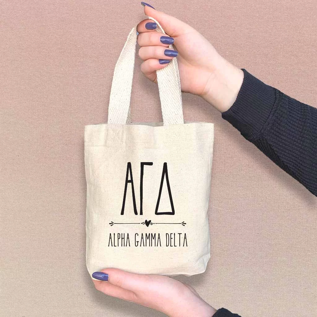 Alpha Gamma Delta Boho Design on Mini Tote Gift Bag