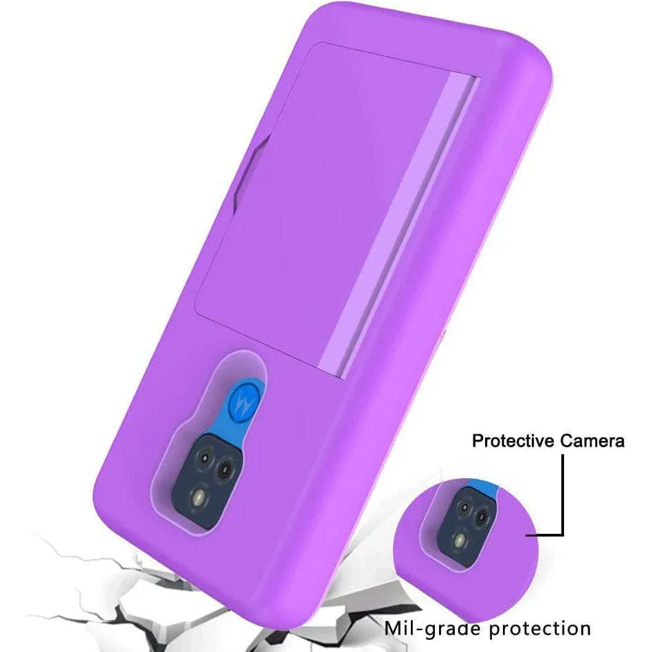 Armor Protective Card Holder Case for Moto G Play 2021 With Screen Protector