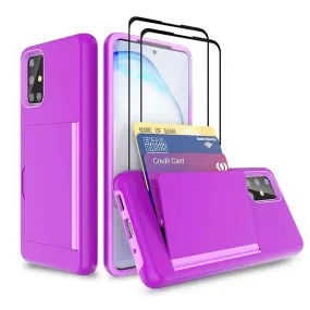 Armor Protective Card Holder Case for Samsung A Series With 2-Pack Screen Protectors