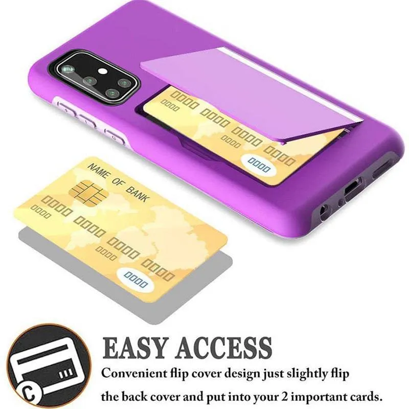 Armor Protective Card Holder Case for Samsung A Series With 2-Pack Screen Protectors