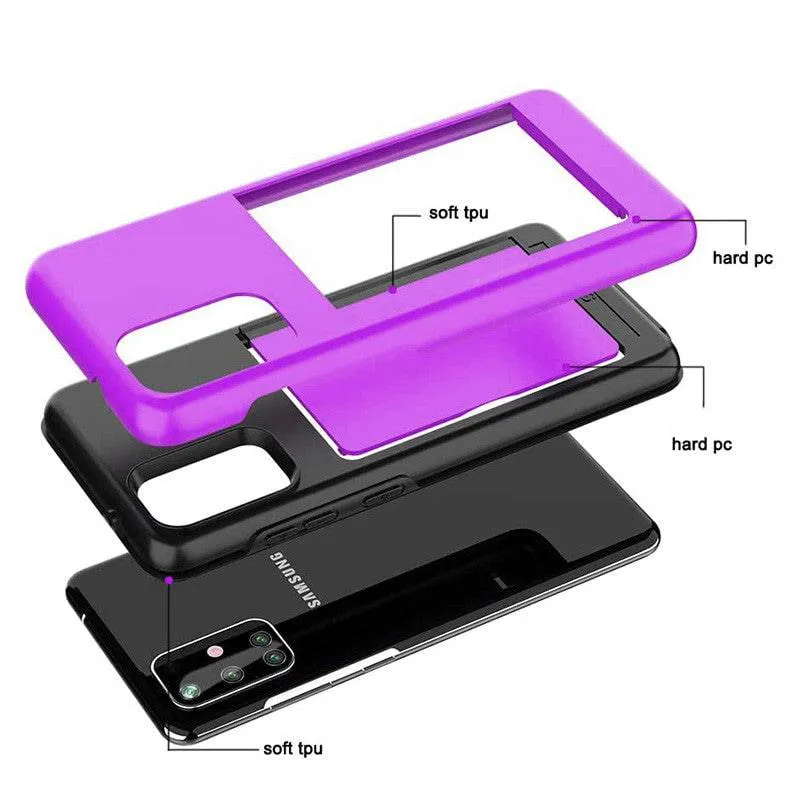 Armor Protective Card Holder Case for Samsung A Series With 2-Pack Screen Protectors