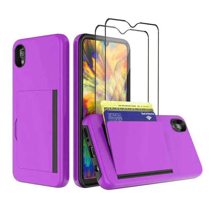 Armor Protective Card Holder Case for Samsung A10e With 2-PACK Screen Protectors