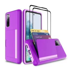 Armor Protective Card Holder Case for Samsung S20 FE With 2-Pack Screen Protectors