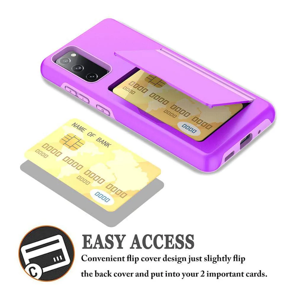 Armor Protective Card Holder Case for Samsung S20 FE With 2-Pack Screen Protectors