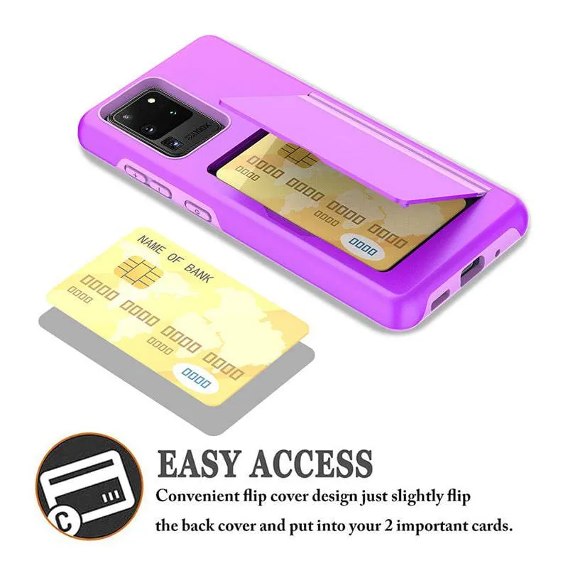 Armor Protective Card Holder Case for Samsung S20 Ultra With 2-Pack Screen Protectors