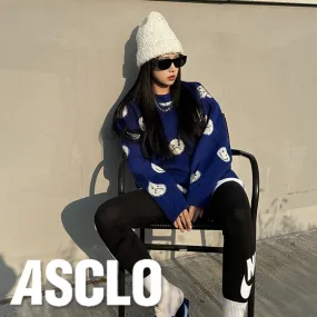 ASCLO  |Crew Neck Casual Style Unisex Street Style Long Sleeves