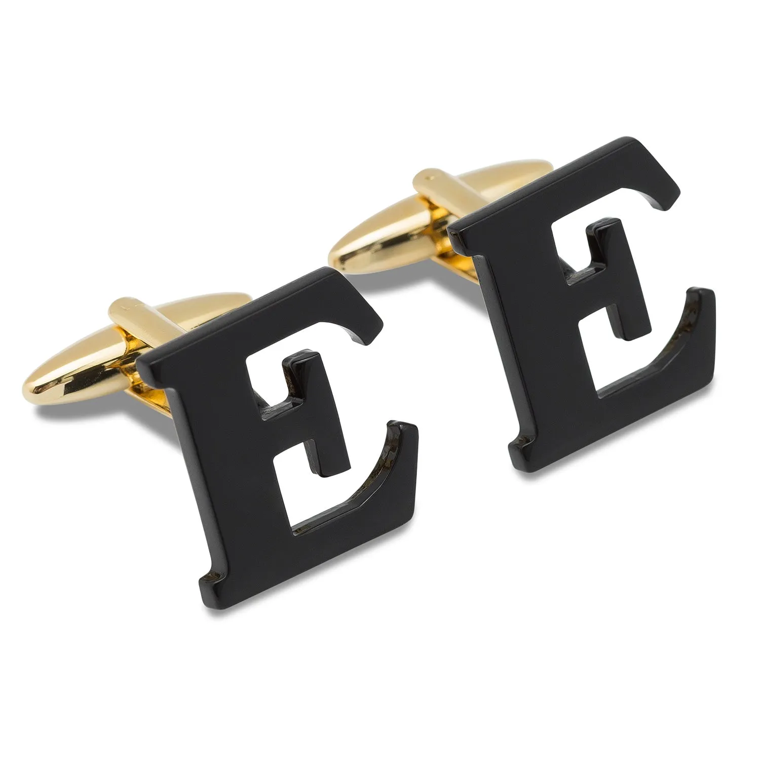 Black And Gold Letter E Cufflinks