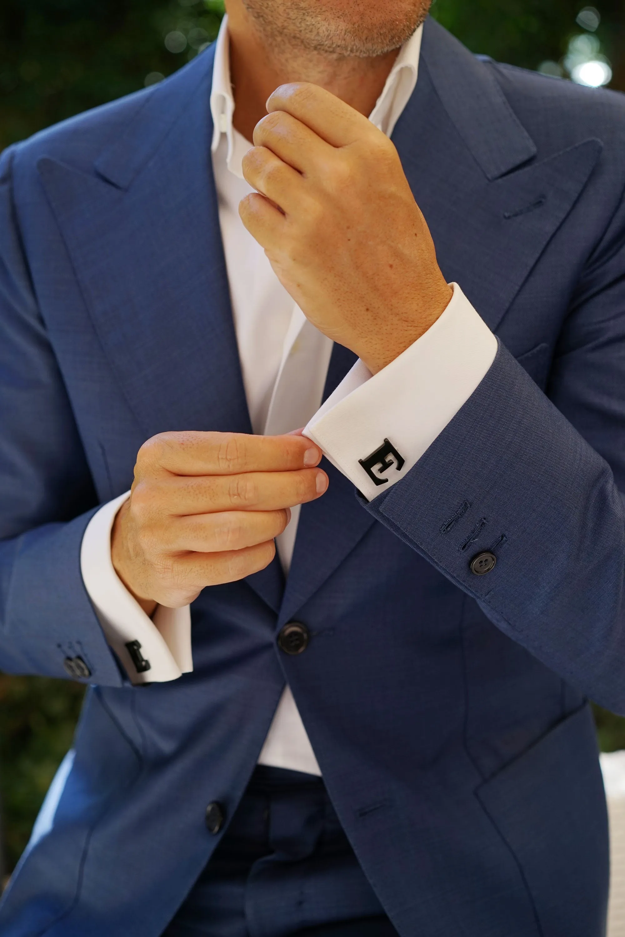 Black And Gold Letter E Cufflinks