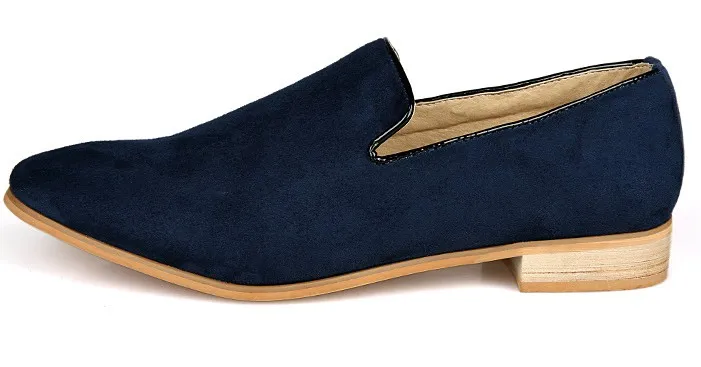 Blue Navy Suede Mens Oxfords Flats Loafers Dress Shoes