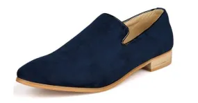 Blue Navy Suede Mens Oxfords Flats Loafers Dress Shoes