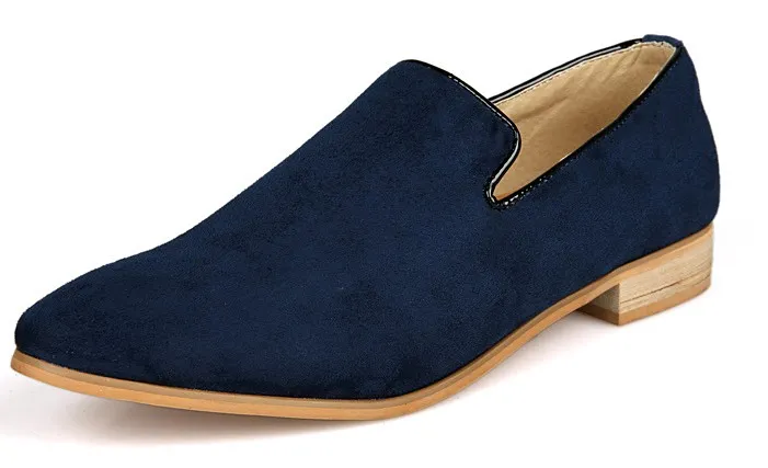 Blue Navy Suede Mens Oxfords Flats Loafers Dress Shoes