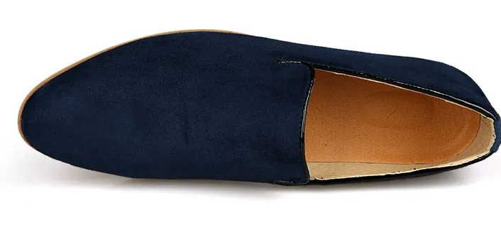 Blue Navy Suede Mens Oxfords Flats Loafers Dress Shoes