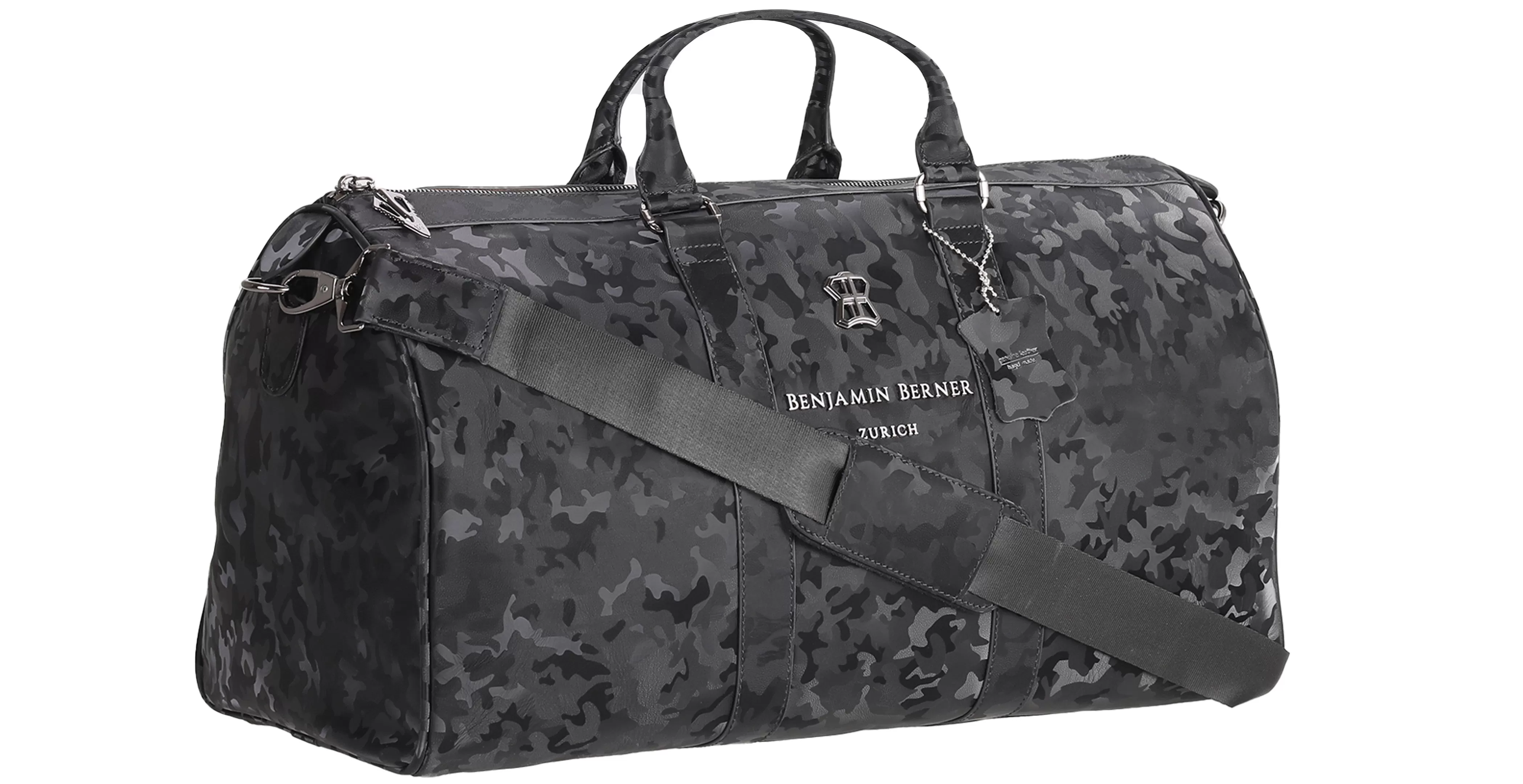 BNJ TRAVEL BAG BLACK REFLECTIVE CAMOUFLAGE CALFSKIN