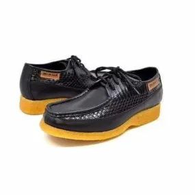 British Walkers Crown Men's Black Snake Leather Crepe Sole Oxfords