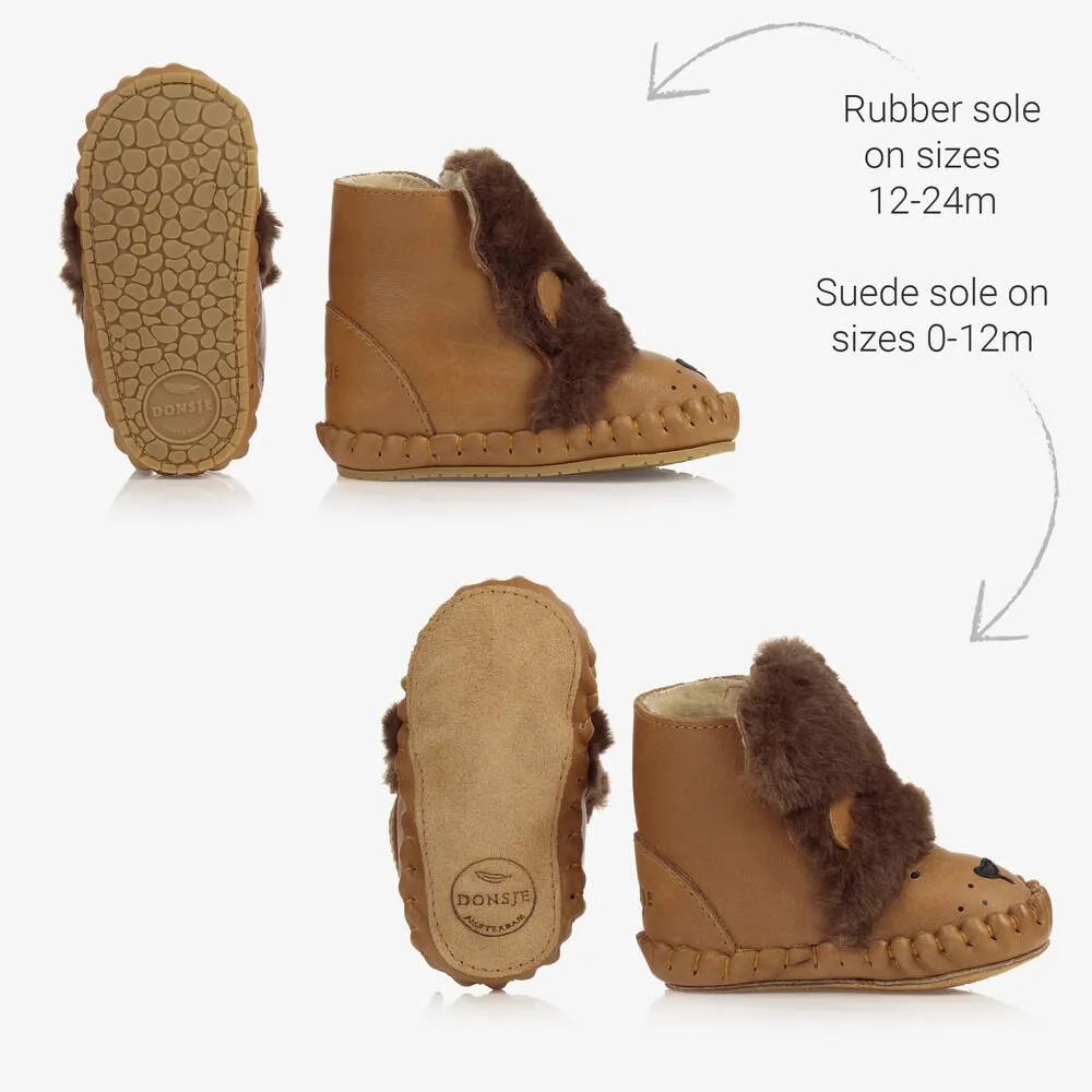 Brown Leather Lion Boots