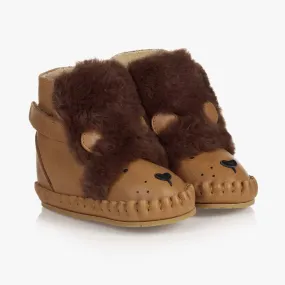 Brown Leather Lion Boots