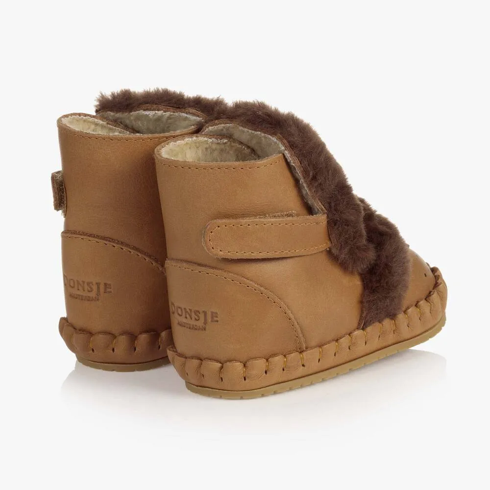 Brown Leather Lion Boots