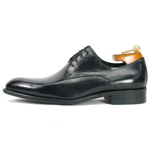 Carrucci Black Genuine Calfskin Leather Oxfords