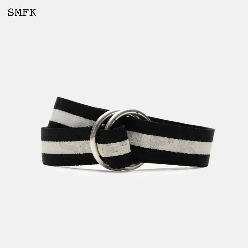 Compass Black Striped Buckle Belt-