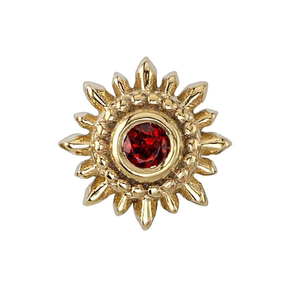 Compass Threaded End in Gold with Garnet