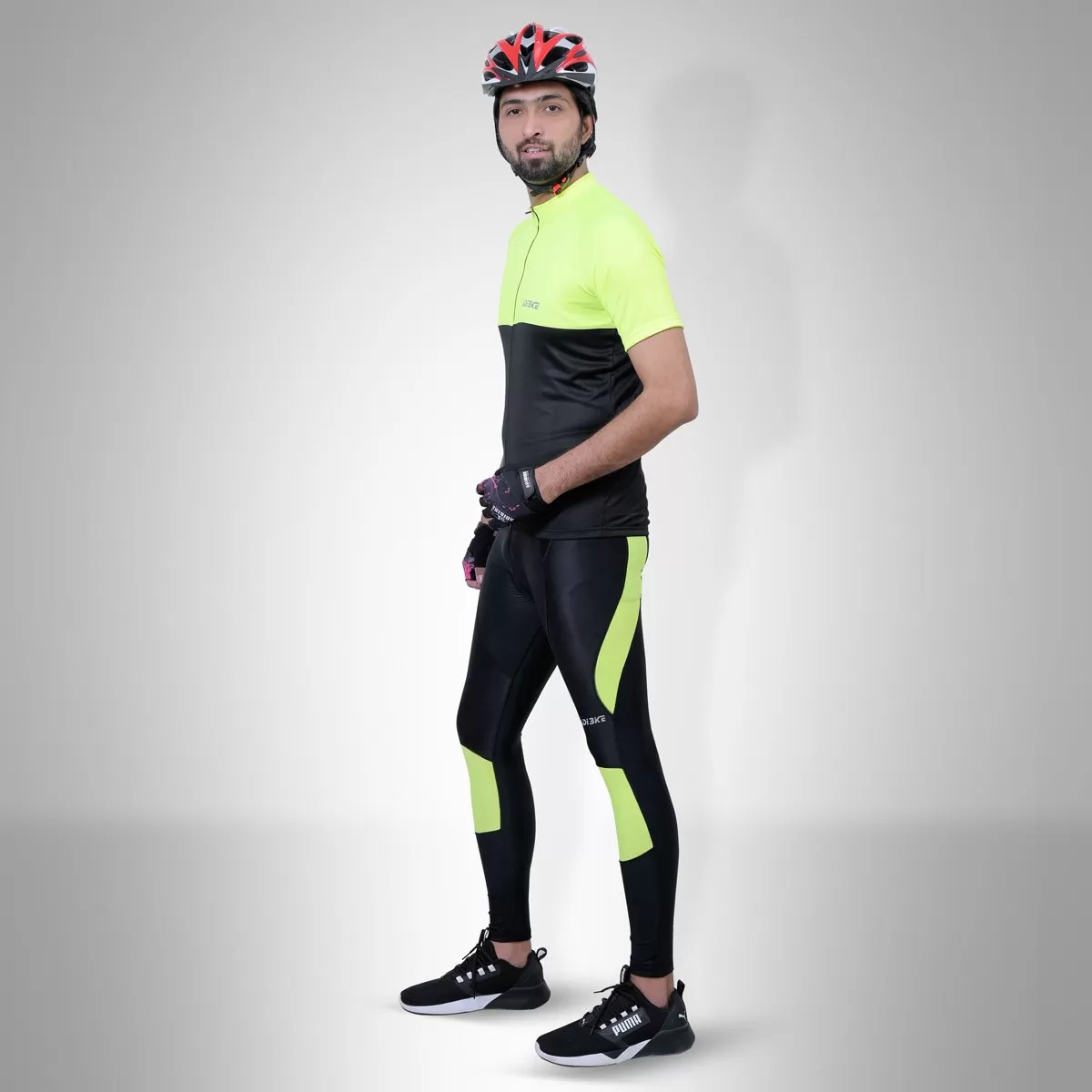 Cycling Kit - Full Tight with Jersey BLack/FL