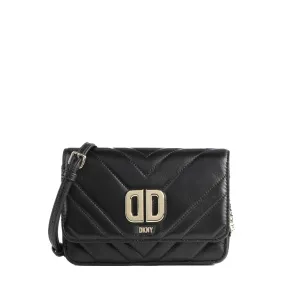 Delphine Crossbody Bag with Flap -Black/Gold