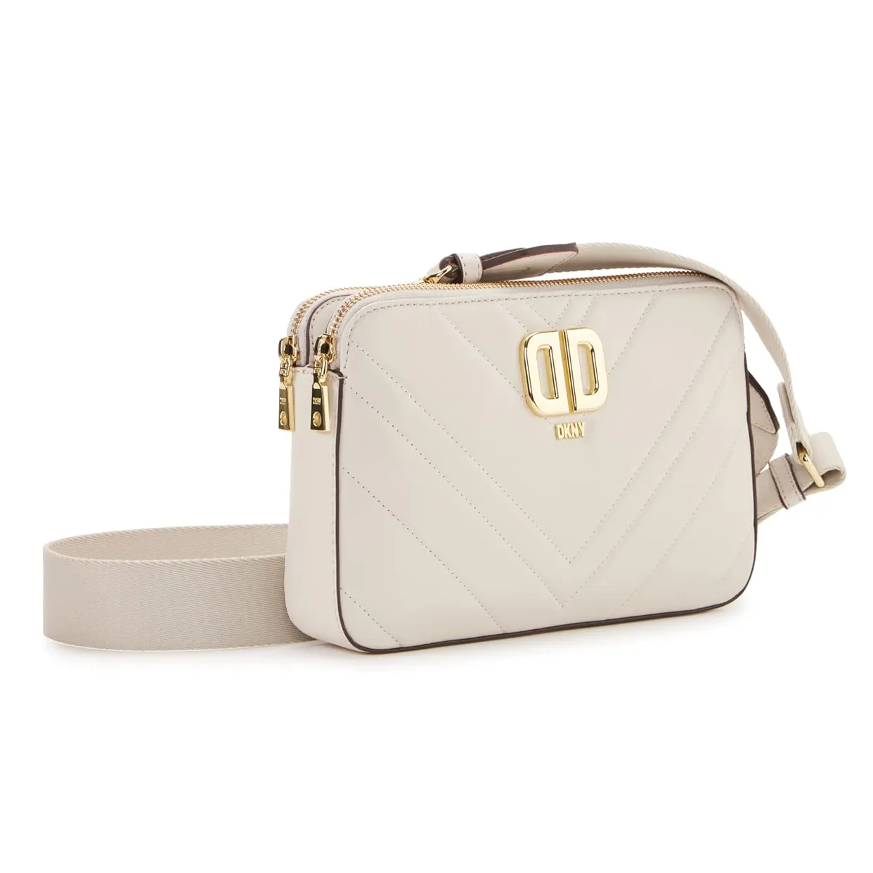 Delphine Double Zip Crossbody -Cashew