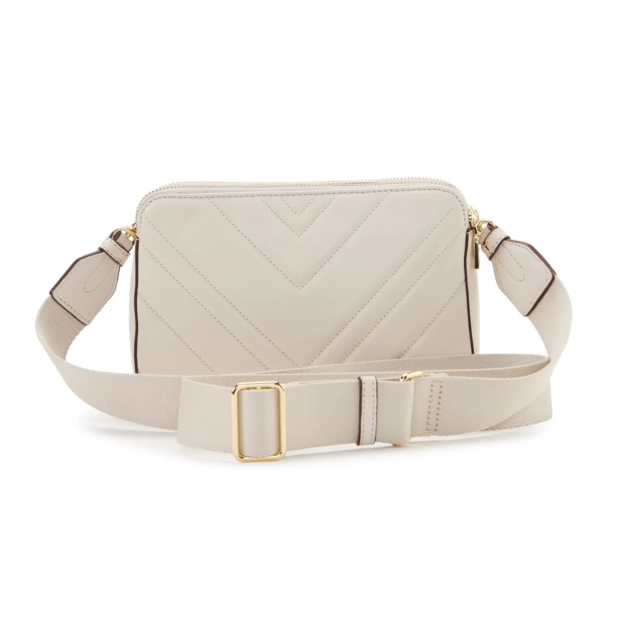 Delphine Double Zip Crossbody -Cashew