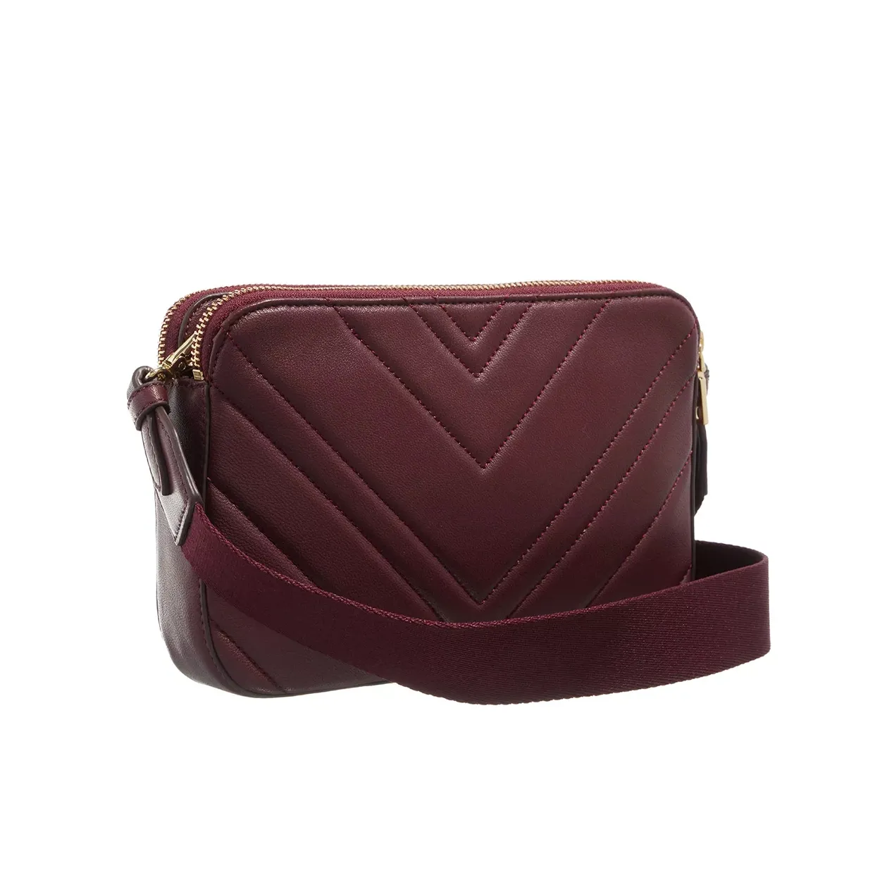 Delphine Double Zip Crossbody -Wine