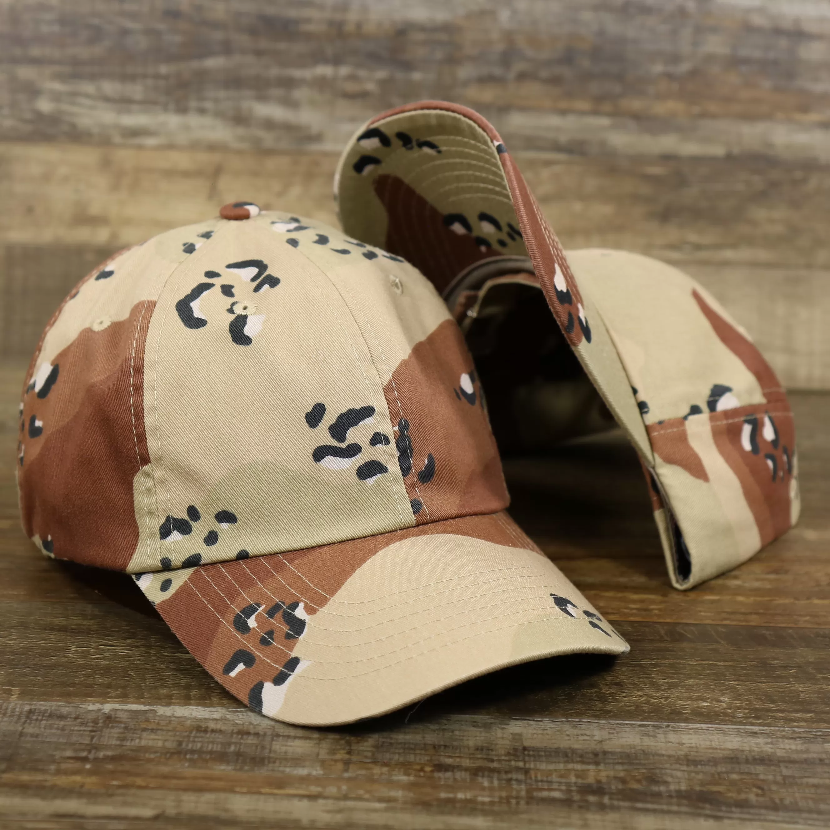 Desert Camo Bent Brim Blank Baseball Hat | Tan Dad Hat