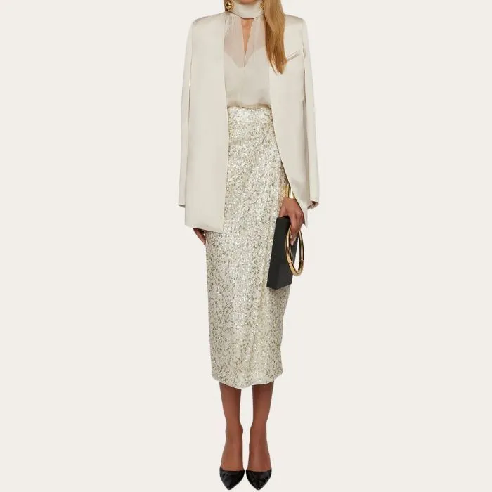 ESCADA  |Silk Cropped Plain Party Style Office Style Elegant Style