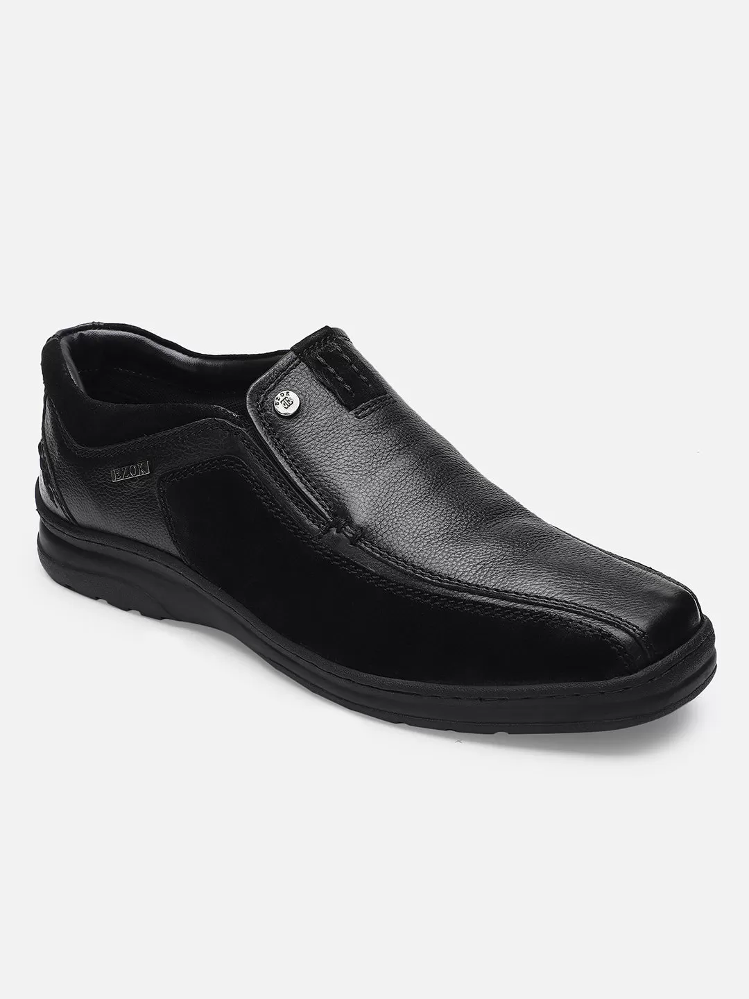 Ezok Black Leather Casual Shoes