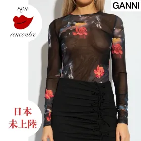 Ganni  |Flower Patterns Casual Style Nylon Street Style Long Sleeves