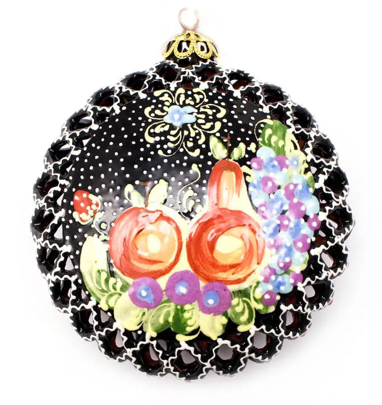 Glistening Pear and Berries Large Cut Out Ceramic Ornament