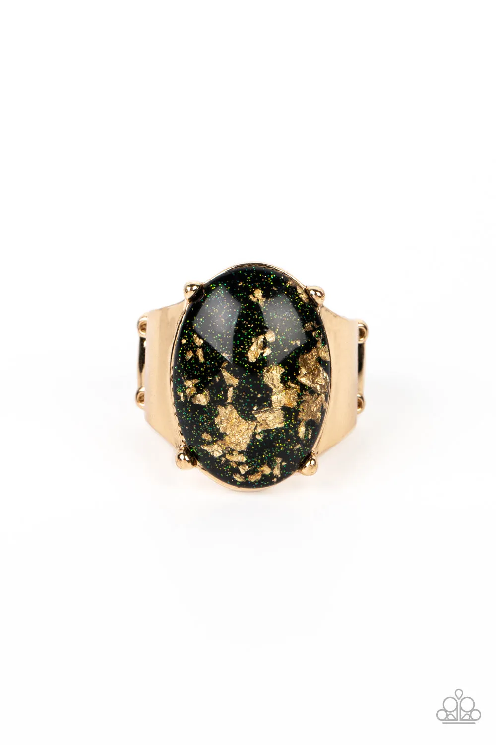 Gold Leaf Glam - Black ~ Paparazzi Ring