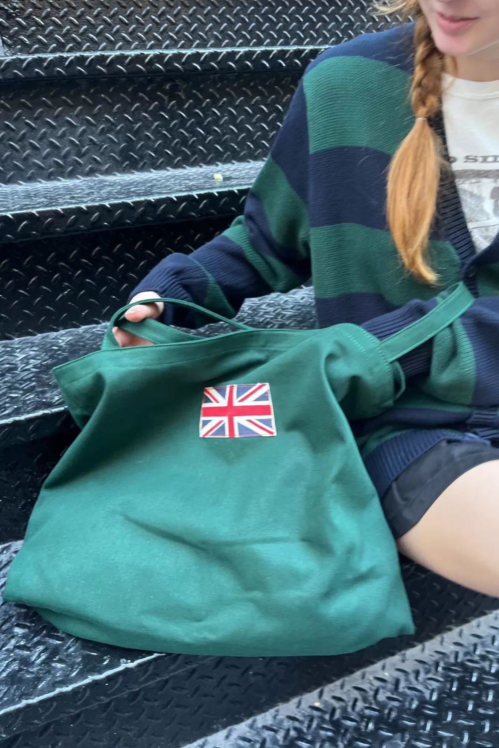 Green Union Jack Tote Bag