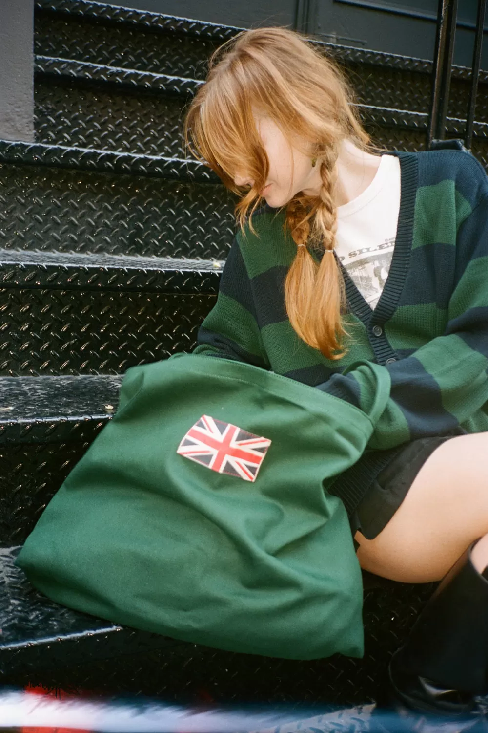 Green Union Jack Tote Bag