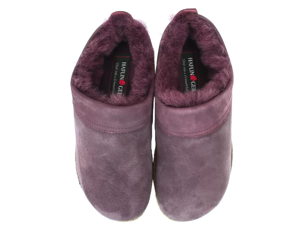 Haflinger Clogs Sheepskin Snowbird Aubergine