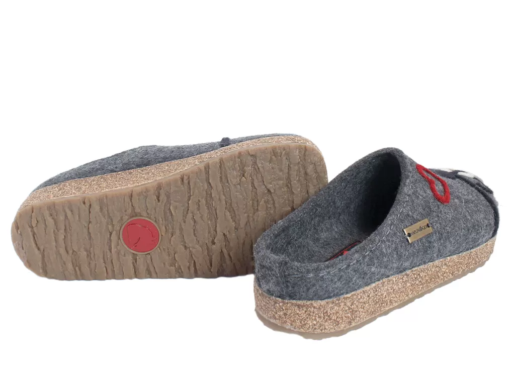 Haflinger Felt Clogs Grizzly Cats Anthracite