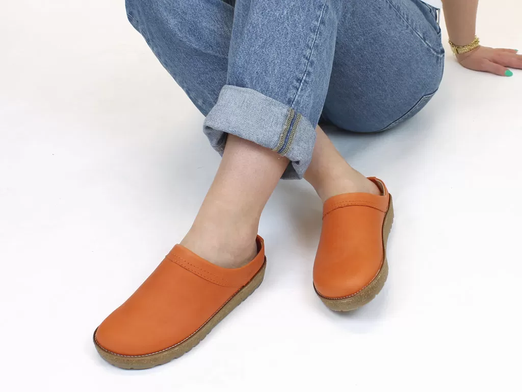 Haflinger Leather Clogs Travel Orange