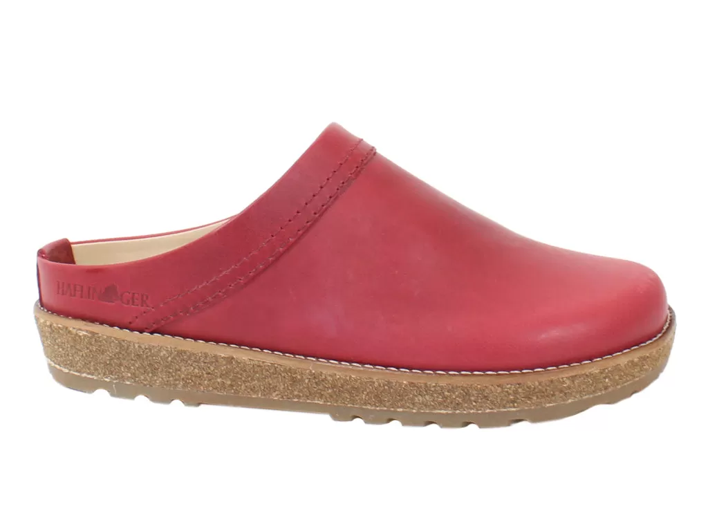 Haflinger Leather Clogs Travel Red