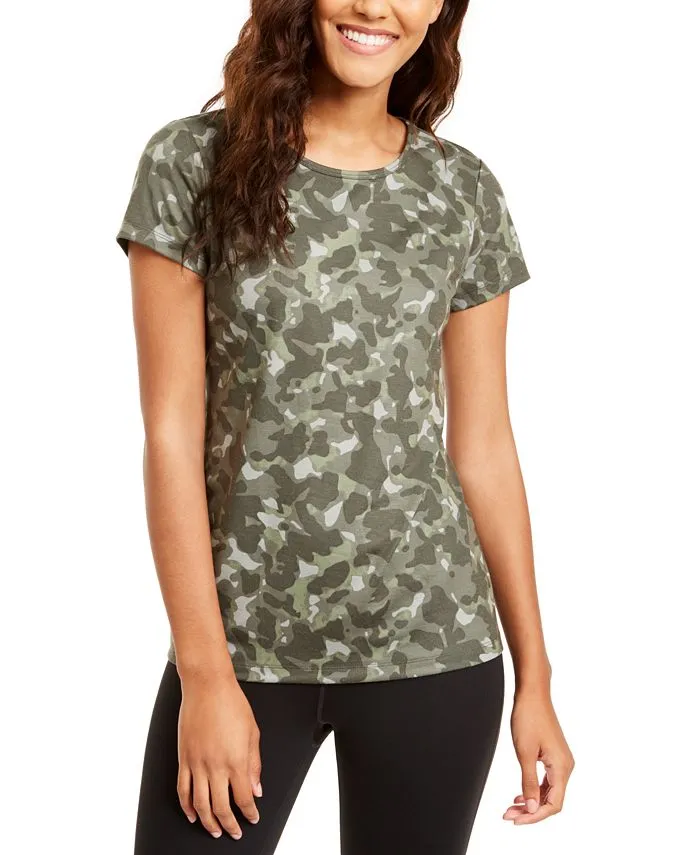 ID Ideology Women's Camo T-Shirt Green Size X-Large