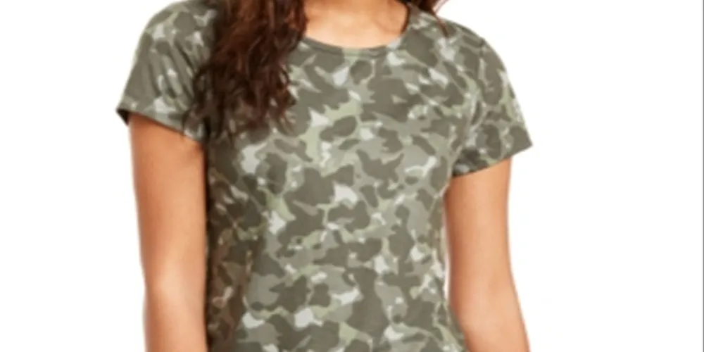 ID Ideology Women's Camo T-Shirt Green Size X-Large