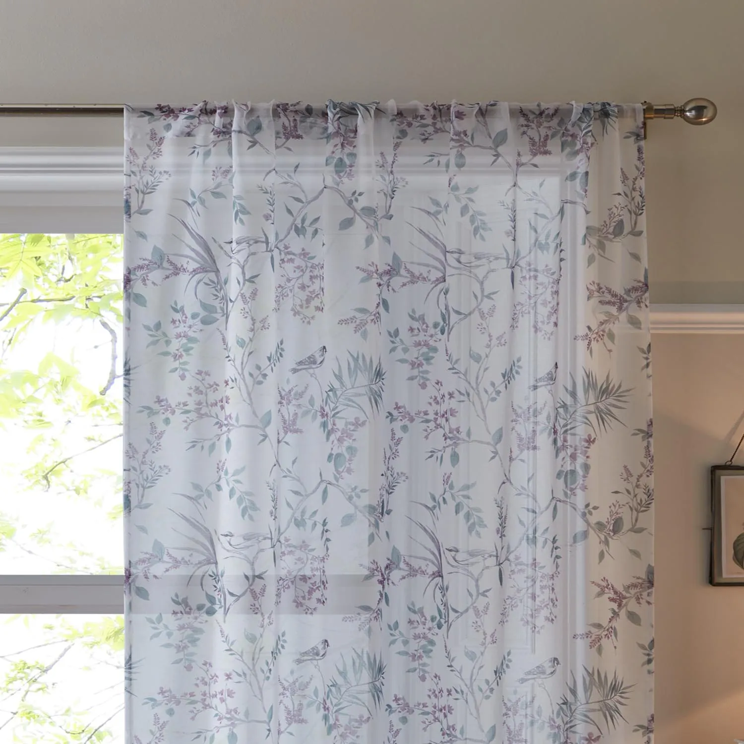 Jacey Heather Voile Curtains Pair 55 X 75