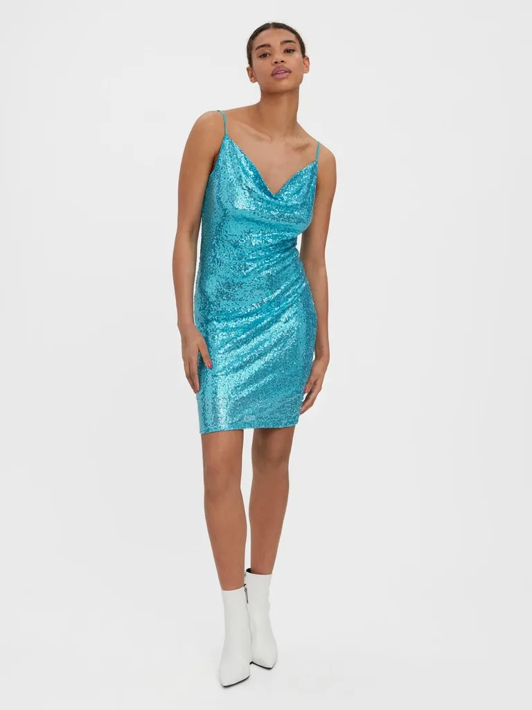 Kaje Cowl Neck Sequin Dress