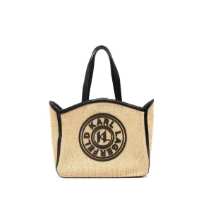 Karl Circle Raffia Tote Bag -Natural